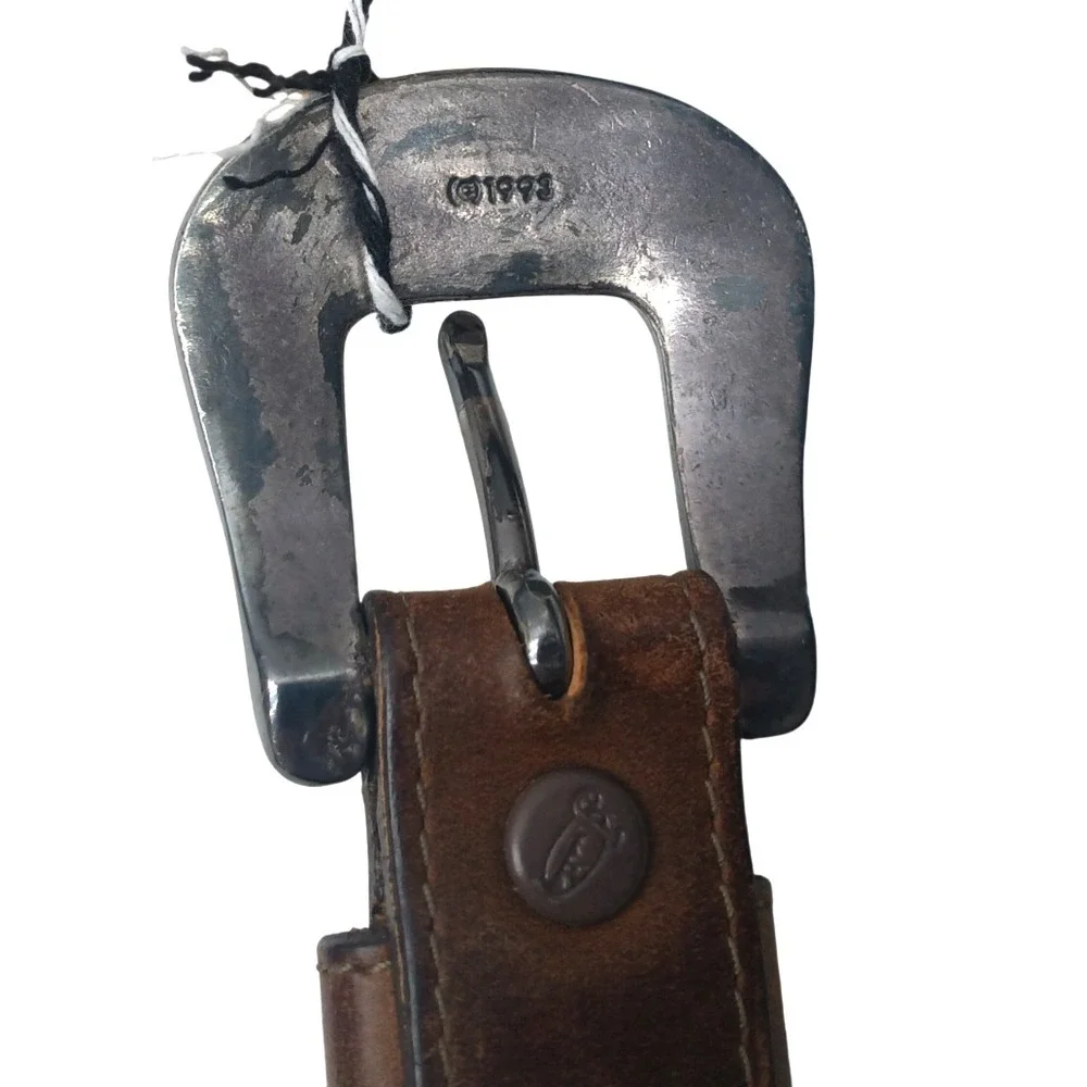 VTG JUSTIN 1993 Belt Brown Men's Genuine Leather‎ Concho Belt 1.5